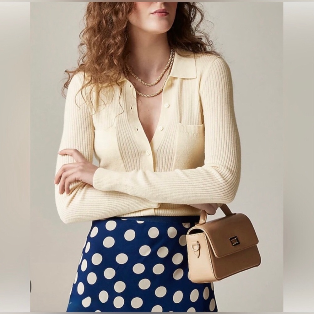 J.Crew collared button up sweater in merino wool blend. retail$98